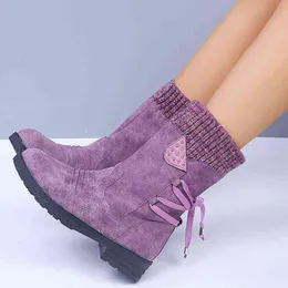 부츠 겨울 2022 새로운 스노우 첼시 여성 디자이너 지퍼 캐주얼 워킹 따뜻한 섹시 발목 신발 플랫폼 레이스 업 플랫 보타 펨메 220805