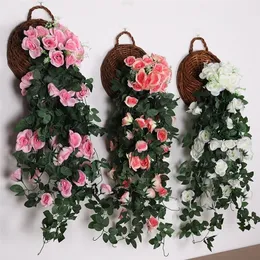 80cm Artificial Flowers Hanging Rose Vine For Home Wedding Party Balcony Decor DIY Hanging Garland Artificial Plants Fake Flower 220815