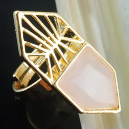 Hurtowe naturalne turkusowe kamienne złoto Pierścienie Otwórz Regulowane Pierścień Mężczyźni Kobiet Biżuteria BX300