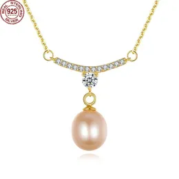 New Babiqu i Natural Freshwater Pearl Pendant Necklace for Women 925 Sterling Silver Cz Fine Jewelry Wedding Christmas Gifts Fn-0288
