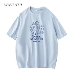 Wavlatii feminino de desenho animado t-shirts Lady Summer Streetwear Tees de algodão feminino Tops de manga curta wt2136 220511