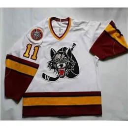 C26 NIK1 Vintage # 11 Steve Maltais Chicago Wilves Bauer Ice Hockey Jersey Męskie Zszyte Niestandardowe Numer I Nazwa