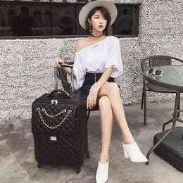 Travel tale fashion size PU High quality Rolling Luggage Spinner brand Suitcase J220707