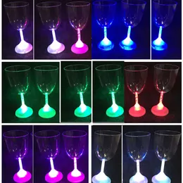 Led Light UP Wine Glass Plastic Colorful Luminous Wine Cup Liquid Activated Flashing Light-up Cups Party KTv Bar HH22-94