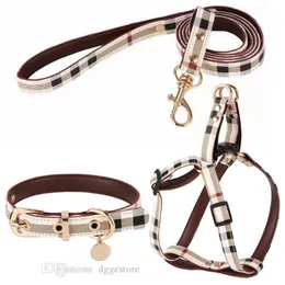Designer Dog Collars imbracatura e guinzagli Set morbido Stampato regolabile in pelle classica set di guinzagli per pet collare per cagnolini Chihuahu297S