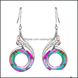 Charm Earrings Jewelry Fashion Colorf Crystal Peacock Gradient Women Dangle National Wind Earring Eardrop Par Dhg1N