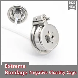 Chastity Devices Bondage Negative Cock Cage With Silicone Catheter Metal Penis Chastity Device Removable Inner Tube Adults Sex Toys
