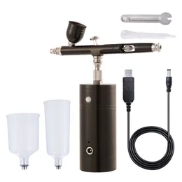 Air Pump Airbrush Set Tattoo levererar spray pistol bärbar laddningsbar elektrisk penna färg