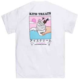 Kith Mens Women Designer Clothing 100 ٪ Cotton Shortsleeved Tokyo Limited Shibuya Mount Fuji Brooklyn Bridge Ice Print Round Neck Kith Tshirts Men Women 7599