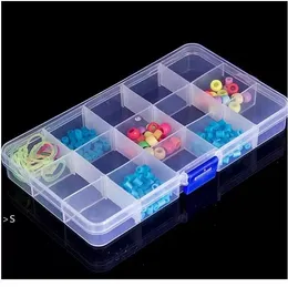 Plastic 15 Grids Compartment Adjustable Jewelry Box Necklace Earring Transparent Storage Box Case Holder Organizer Boxes BBB15003