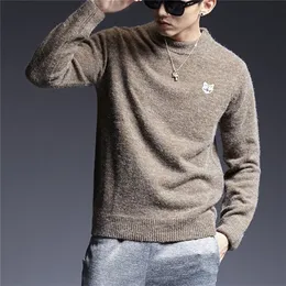 Masowa marka Sweter Man Pullover O-Neck Slim Fit Skoczniki Krzyny Patch Praca Zima Koreańska Style Casual Men Ubrania 201221