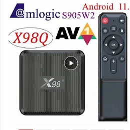 X98Q TV BOX ANDROID 11 AMLOGIC S905W2 RAM 2G ROM 16GBサポートH.265 AV1デュアルWIFI YouTubeメディアプレーヤーセットトップボックスX96Q