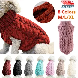 Vinter husdjurskläder stickad tröja turtleneck kostym jersey cardigan väst kläder för liten York hund chihuahua fransk bulldogg