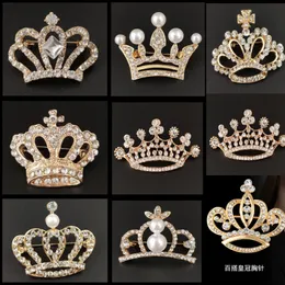 Rhinestone Crown Broscher För Män Kvinnor Temperament Kostym Bröllopsfest Klänning Kostymer Kläder Pin Brosch Smycken Tillbehör