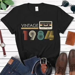 Vintage Made 1984 Limited Edition Tape Case Funny Women T Shirt 38: e 38 år gammal födelsedag Fashion Tshirt Wife Mother Gift W220422