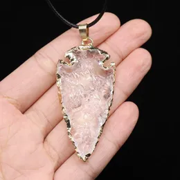 Kolye Kolyeler Retro Ham Mineral Arrowhead Cord Combok Beyaz Kristal Kolye Reiki Şifa Doğal berrak kuvars kolye