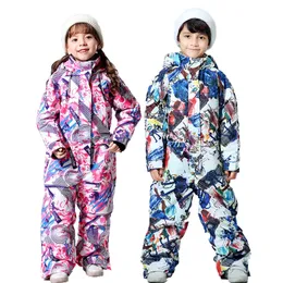 -30 Degree Children Ski Jumpsuit Winter Snowboard Jacket Boys and Girls Outdoor Snow Suits Warm Waterproof Kids Ski Jacket 220812