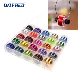 Wifreo Set of 25pcs Pro Fly Tying Thread Floss For 6-14 Flies Trout Bass Fly Tying Material 200Denir Hybrid Filaments Tying line 220624