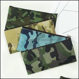 Camouflage Cosmetic Bag Pencil Boys Girls Pen Storage Case Camo Zip Pouch Brush Holder Makeup Organizer 4Styles Drop Delivery 2021 Other Hea