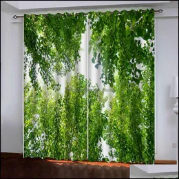 Niestandardowy Zielony Las Curtain Luksusowy Blackout 3D Zasłony do salonu Pościel Office Drop Dostawa 2021 Drapes Home Deco El Supplies Gar