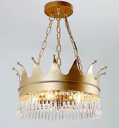Kolye lambaları Nordic Crown Creative Crystal Chandelier Oturma Odası Koridoru Çocuk Yatak Odası Amerikan Ülke Led Altın Chandelierpen