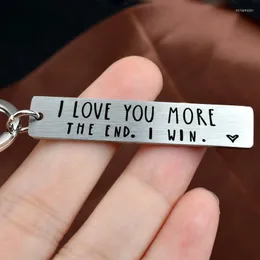 Keychains Stainless Steel Simple I Love You More The End Key Ring Pendant Bag Car Hanging Men Women Keychain Gifts Miri22