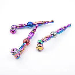 Pipe Creative Colorful Lantern Bead Aluminium Alloy Ice Blue Pipes med täckning Fashionabla löstagbar metallrökning Pipe Disponerbar Shisha Vape Pen