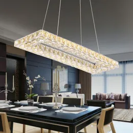 Lampy wiszące Kreatywny prostokątny jadalnia żyrandol kryształowy lampa LED nowoczesna minimalistyczna sypialnia stół wiszący oświetlenie