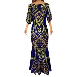 Lyxdesign Tribal Mermaid Dress Polynesian Tribal Clothing Mysig stretch Lös runda nackkvinnor Kvinnor klänningar 220615