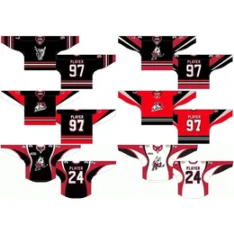 Nik1 Maßgeschneiderte 2009 10-Pres OHL Herren Damen Kinder Weiß Rot Schwarz Gestickte Niagara IceDogs 2007 08-2008 09 Ontario Hockey League Trikots