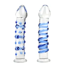 Crystal Glass Dildos G-Spot Anal Butt Plug Sexiga leksaker för kvinna Kvinnlig Masturbator Vuxenprodukter