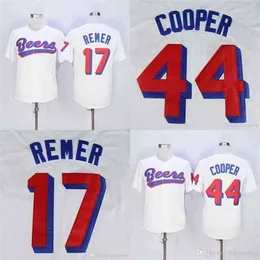 xflsp 뜨거운 baseketball 맥주 영화 # 17 더그 remer # 44 조 쿠퍼 쿠퍼 basekatal 흰색 버튼 야구 유니폼