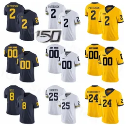 A3740 NCAA Michigan Wolverines College 2 Shea Patterson Jersey Big Ten 24 Zach Charbonnet 25 Hassan Haskins 8 Ronnie Bell 13 Tru Wilson