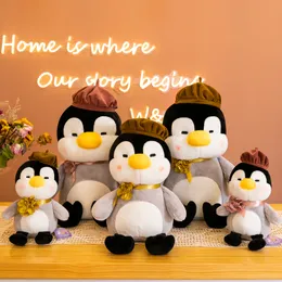 Cute painter penguin plush toy doll bed sleeping with doll pillow