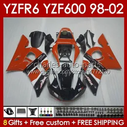 ヤマハのフェアリングキットYZF 600 CC YZF-600 YZF R6 R 6 98-02ボディ145NO.149 YZF600 600CCカウリングYZF-R6 1998 1999 2000 2001 2002 YZFR6 98 99 00 01 01 02 OEMボディワークオレンジ