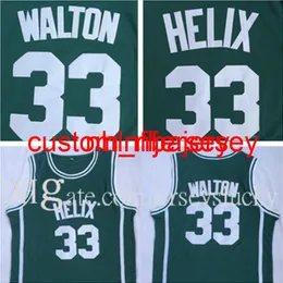 Mens Bill Walton 33 Heliks High School Green Embroidery Jerseys 2021 Trainers Jersey Men Basket
