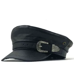 Ragazza Berretto Donna Autunno Inverno Cappelli per donna Donna 100 Pu Berretto in pelle Boina Feminina Gorras Bone Vintage Inghilterra nero J220722