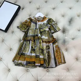 children's court style printed cool dress short sleeve elegant Korean Princess Dress