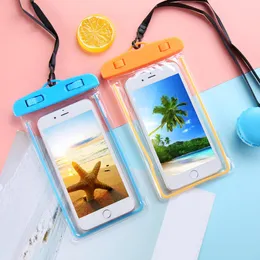 Noctilucent Waterproof bag PVC Protective Mobile Phone Bag Pouch cell phone case For Diving Swimming Sports For 6 7/6 7 plus S 6 7 NOTE 7 FY5199 C0713x3