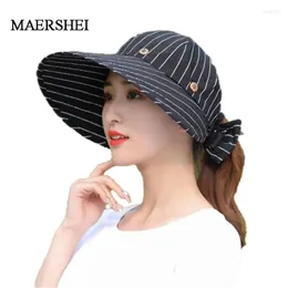 Breda randen hattar kvinnor stor diskett sommarstrand tom topp hatt solknapp lock för anti-uv visir kvinnlig wend22