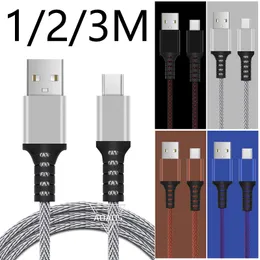 1m 3ft 2m 6ft 3m 10ft Micro USB Cabos telefônicos Sincronizar dados Tipo de carregamento de cabo trançado Tipo-C para Android Samsung