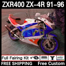 Bodywork Kit For KAWASAKI NINJA ZXR-400 ZX 4R Cowling ZXR 400 CC 400CC Fairing 12DH.117 ZX-4R ZXR400 91 92 93 94 95 96 ZX4R 1991 1992 1993 1994 1995 1996 Body white blue