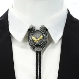 Bow Ties Naturel Stone Gold Eagle Bolo Tie For Man Cowboy Western Cowgirl Leather Rope Zinc Alloy NecktieBow BowBow Forb22