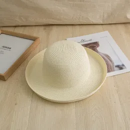 Solid Color Curve Straw Hat Breathable Light Wide Brim Hats Female Sun Protection Sunshade Caps for Summer