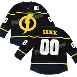 CeoThr 00 Static Shock Black Movie Hockey Jersey 100% Вышивка Мужские Женские Молодежные Хоккейные Майки Дешевые Быстрая Доставка