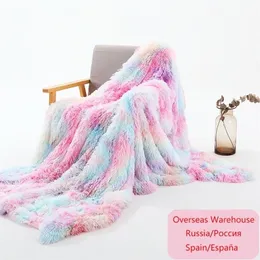 Shaggy Throw Soft Long Plush Bed Cover Fluffy Faux Fur Bedspread Blanket for Beds Couch Sofa 220811