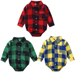 0-24M Född Baby Boys Girls Christmas Plaid Romper Jumpsuit Xmas Clothes Outfits 220525