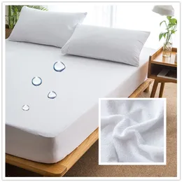 Waterproof Bed Fitted Sheet Cotton Terry Fabric Breathable with Elastic White Mattress Cover 220514