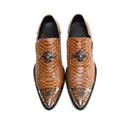 S Мужчина в стиле Business Gold Prom Prommine Leather Men Dress Wedding Wedding Toe Blats Loafers обувь Buine Dre Flat Loafer обувь