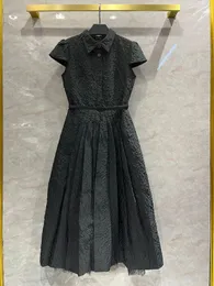 502 2022 Primavera Estate Flora Print Dress Risvolto collo senza maniche Panelld DRess Luxury Fashion Prom Abbigliamento donna qianbai